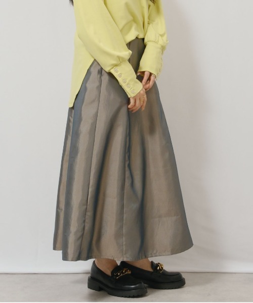 palm RICHE(ポームリシュ)の「シャンブレーフレアSK(スカート・レディース・ダークブラウン/ブロンズ/グレー・M)」の7枚目の写真