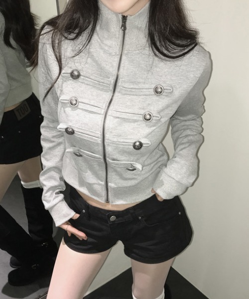 FLINEA(フリネア)の「スタンドカラータイトショートジャケット(カバーオール・レディース・ブラック/グレー・FREE)」の21枚目の写真