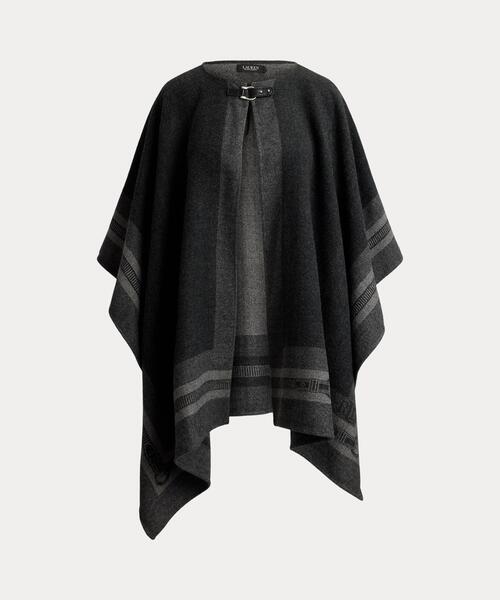 LAUREN RALPH LAUREN(ローレン ラルフ ローレン)の「バックルトリム ベルティングモチーフ ジャカード ルアナ(ポンチョ・レディース・ブラック系1・ONE)」の8枚目の写真