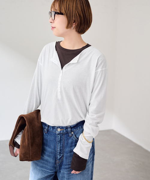FRAMeWORK(フレームワーク)の「ヘンリーネックロングスリーブ(Tシャツ/カットソー・レディース・ホワイト/アイボリー/ブラック・FREE)」の19枚目の写真