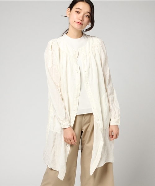 HYSTERIC GLAMOUR（ヒステリックグラマー）の「長袖ノーカラーSHOP（ワンピース・レディース・ホワイト/カーキ/ブラック・FREE）」の4枚目の写真