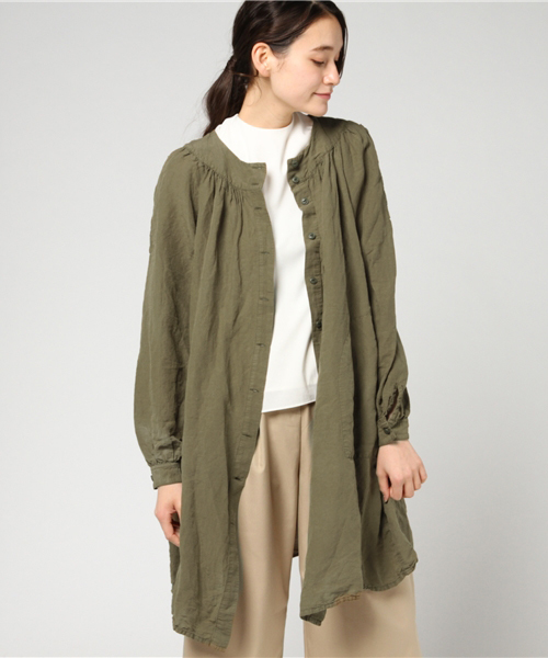 HYSTERIC GLAMOUR（ヒステリックグラマー）の「長袖ノーカラーSHOP（ワンピース・レディース・ホワイト/カーキ/ブラック・FREE）」の6枚目の写真