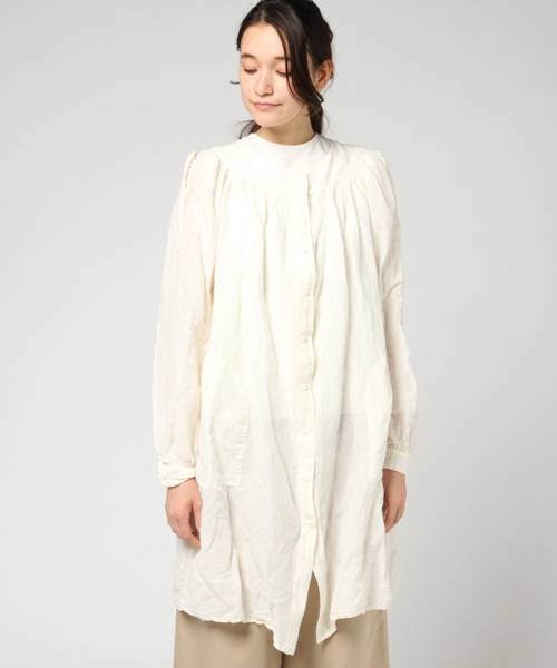 HYSTERIC GLAMOUR（ヒステリックグラマー）の「長袖ノーカラーSHOP（ワンピース・レディース・ホワイト/カーキ/ブラック・FREE）」の10枚目の写真