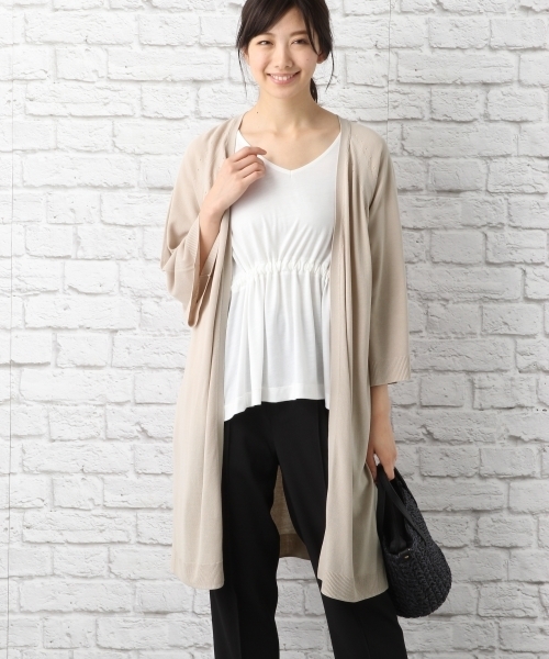 LEPSIM(レプシィム)の「14Gソデフレアロングカーディガン 759263(カーディガン/ボレロ・レディース・トップグレー/ブラック/グレイッシュベージュ/ダークネイビー・FREE)」の1枚目の写真