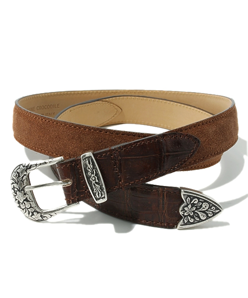 TIBERIO FERRETTI ベルト クロコダイル ブラック ブラウン（送料無料  