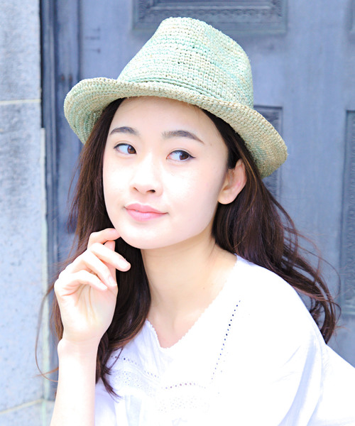 14+(イチヨンプラス)の「ラフィアこま編み中折れハット(ハット・レディース・ベージュ系その他/ピンク/オレンジ/ライトグレー/ライトブラウン/グリーン系その他/ブルー・FREE)」の20枚目の写真