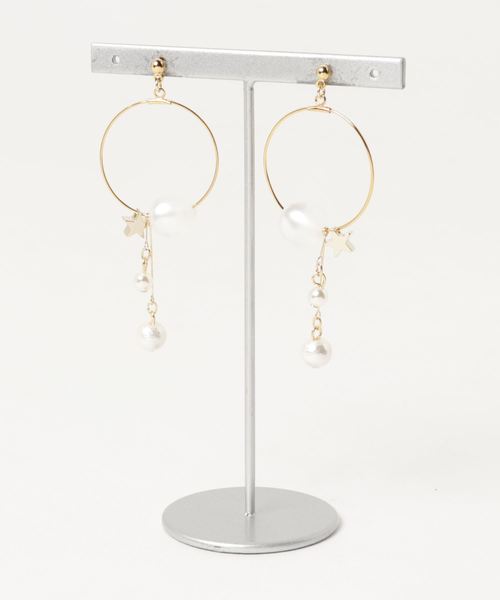 TONE SELECT GOODS(トーンセレクトグッズ)の「【kodemari】star×hoop ピアス(ピアス(両耳用)・レディース・ホワイト/ブルー・FREE)」の5枚目の写真