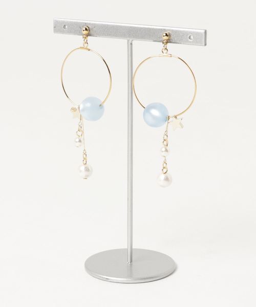 TONE SELECT GOODS(トーンセレクトグッズ)の「【kodemari】star×hoop ピアス(ピアス(両耳用)・レディース・ホワイト/ブルー・FREE)」の4枚目の写真