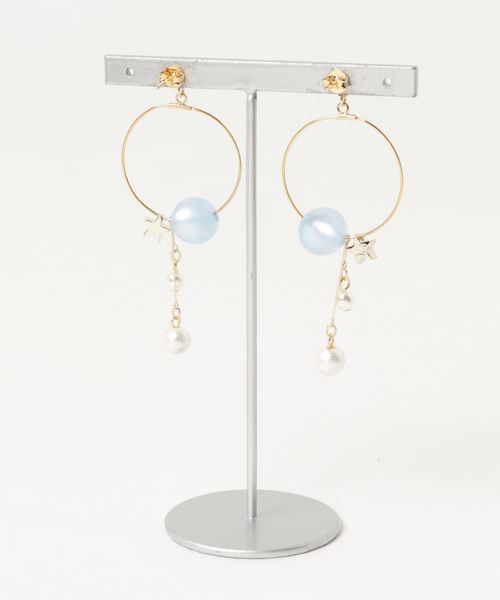 TONE SELECT GOODS(トーンセレクトグッズ)の「【kodemari】star×hoop ピアス(ピアス(両耳用)・レディース・ホワイト/ブルー・FREE)」の3枚目の写真