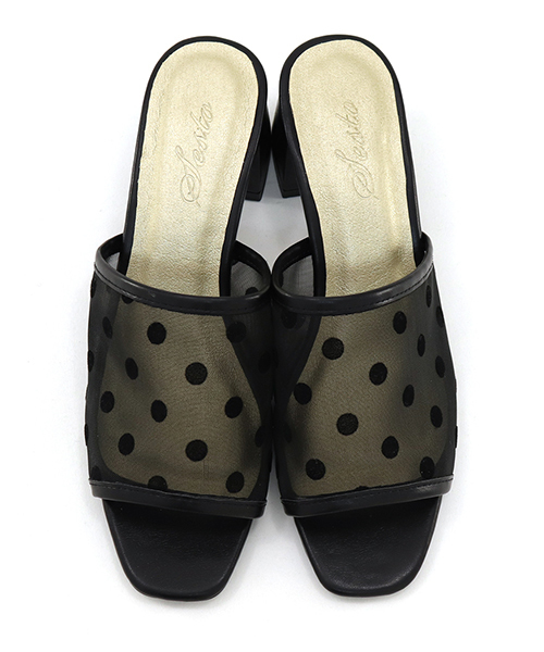 SESTO（セスト）の「シースルードットチュールのチャンキーヒールミュールサンダル（サンダル・レディース・グレイッシュベージュ/ブラウン/ブラック・L/3L/S/LL/M）」の17枚目の写真