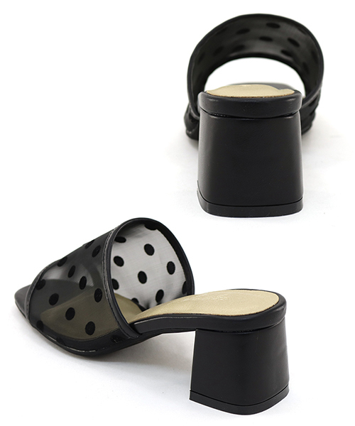 SESTO（セスト）の「シースルードットチュールのチャンキーヒールミュールサンダル（サンダル・レディース・グレイッシュベージュ/ブラウン/ブラック・L/3L/S/LL/M）」の19枚目の写真