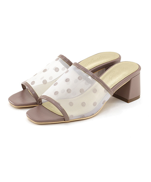 SESTO（セスト）の「シースルードットチュールのチャンキーヒールミュールサンダル（サンダル・レディース・グレイッシュベージュ/ブラウン/ブラック・L/3L/S/LL/M）」の15枚目の写真