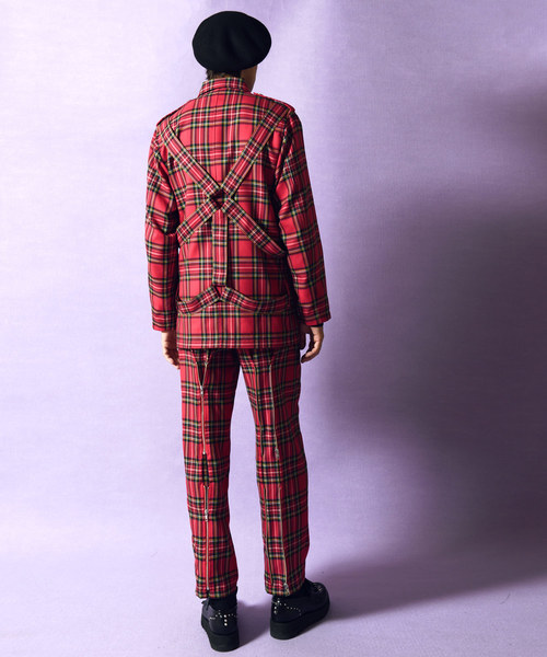 MILKBOY 大判フラップ付き タータンチェック柄ボンテージパンツ MILKBOY（ミルクボーイ）の「FAT ボンテージ パンツ（その他パンツ