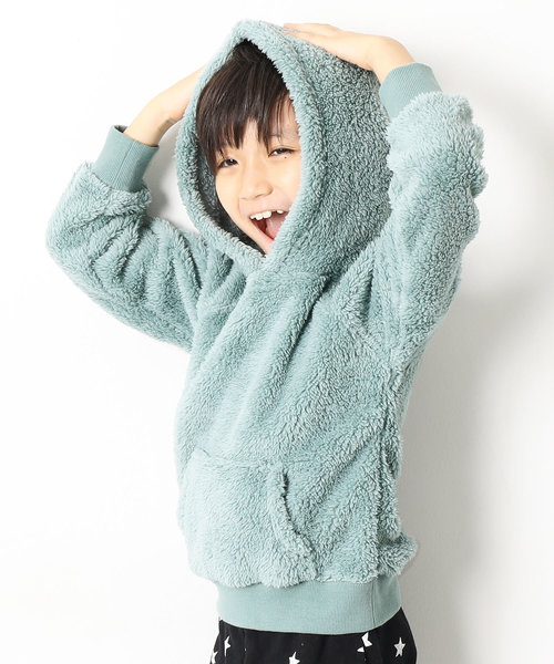 devirock（デビロック）の「無地ボアプルパーカー（パーカー・キッズ・グリーン系その他/モカ/ベージュ/スモークピンク/チャコール・150cm/140cm/130cm/160cm/120cm/100cm/110cm）」の5枚目の写真