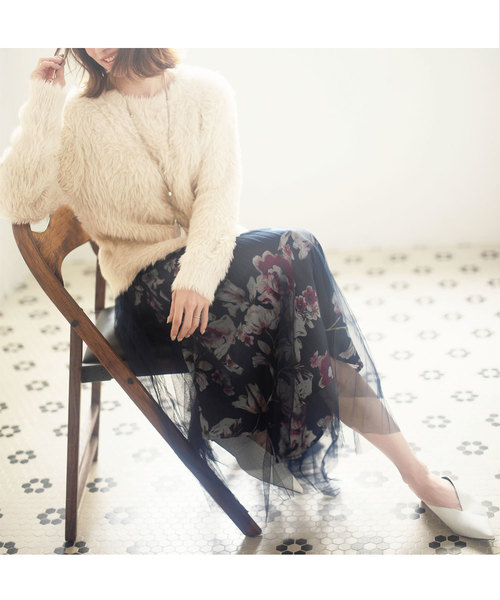 GeeRA(ジーラ)の「なめらかタッチロングシャギーニット(ニット/セーター・レディース・ピンクベージュ/ライトベージュ/ネイビー・MEDIUM/LARGE/X-LARGE/SMALL)」の7枚目の写真