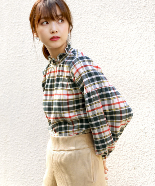 Heather（ヘザー）の「フリルネックチェックブラウス　813745（シャツ/ブラウス・レディース・ホワイト系その他/グリーン系その他/レッド系その他/ホワイト・FREE）」の3枚目の写真