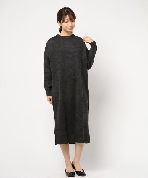 AMERICAN HOLIC(アメリカンホリック)の「・クルーネックニットロングワンピース(ワンピース・レディース・モカ/ブラック/チャコールグレー/ベージュ系その他2・FREE)」の15枚目の写真