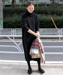 サイドスリットボトルネックニットワンピース◆