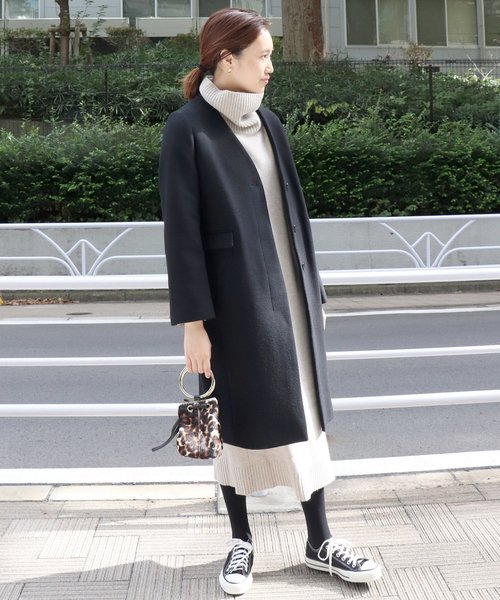 セール】サイドスリットボトルネックニットワンピース◇（ワンピース  