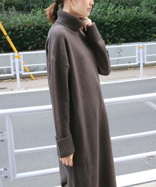 セール】サイドスリットボトルネックニットワンピース◇（ワンピース