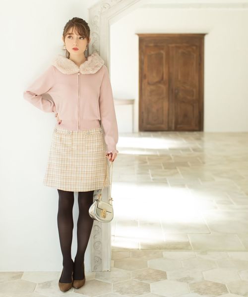 tocco 袖口フリル2wayエコファー付きニットパーカー tocco closet（トッコ クローゼット）の「袖口フリル2WAYエコファー