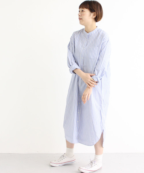 Par Ici パーリッシィ の Jamesストライプ スタンドワンピース シャツワンピース Wear