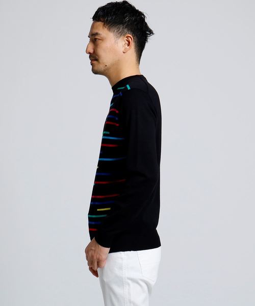 マルチランダムボーダーニット メンズ ニット ボーダー コットン