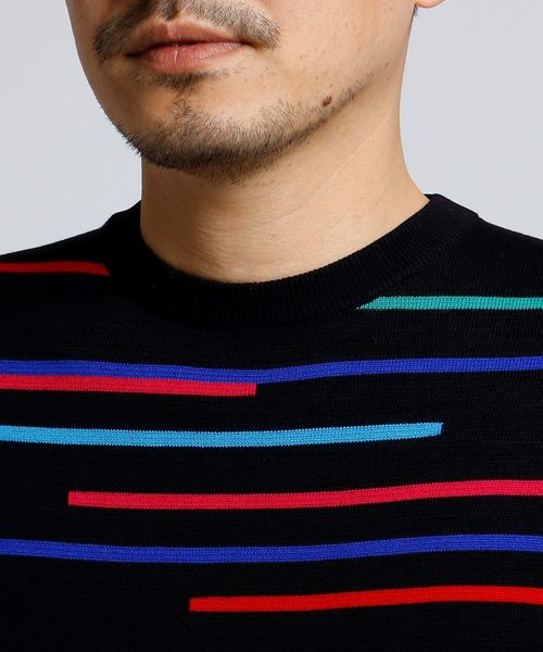 マルチランダムボーダーニット メンズ ニット ボーダー コットン