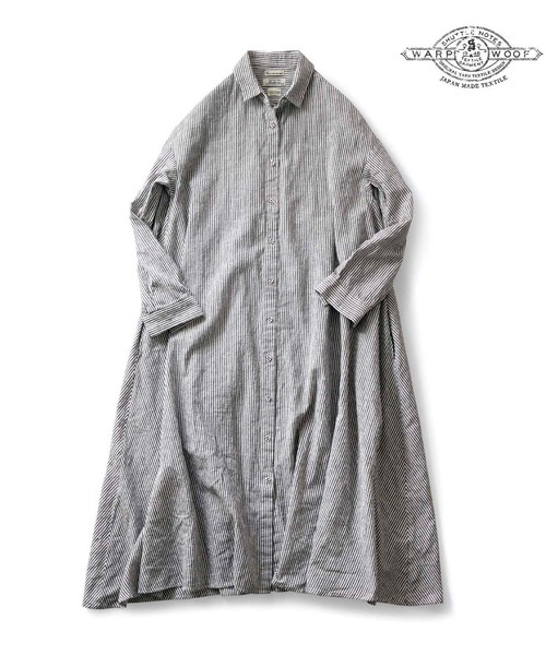 Sunny clouds（サニークラウズ）の「サニークラウズ　ｆｅａｔ．Ｓｈｕｔｔｌｅ　Ｎｏｔｅｓ　ｋａｚｕｍｉのフレアワンピース〈レディース〉（シャツワンピース・レディース・ブラック×ホワイト・MEDIUM/LARGE/X-LARGE/XX-LARGE/NM）」の9枚目の写真