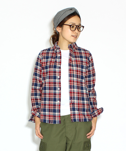 BEAMS BOY（ビームスボーイ）の「□BEAMS BOY / ネル チェック B.D.**（シャツ/ブラウス・レディース・ブラウン/レッド/ワイン/グリーン/インディゴブルー/ネイビー・ONE SIZE）」の4枚目の写真