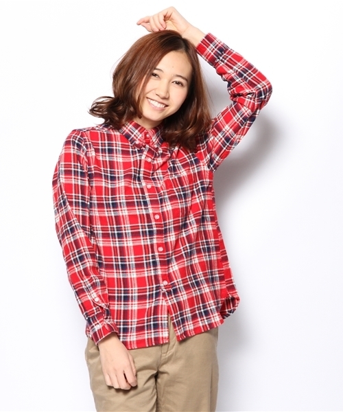 BEAMS BOY（ビームスボーイ）の「□BEAMS BOY / ネル チェック B.D.**（シャツ/ブラウス・レディース・ブラウン/レッド/ワイン/グリーン/インディゴブルー/ネイビー・ONE SIZE）」の11枚目の写真