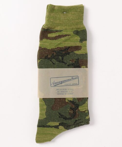 ANONYMOUSISM（アノニマスイズム）の「【AnonymousIsm】カモ/クルー丈ソックス/アノニマスイズム（ソックス/靴下・メンズ・ベージュ/カーキ/アーミー/モスグリーン/ライトブラウン・ﾌﾘｰ(M)/25cm～27cm/23cm～25cm）」の6枚目の写真