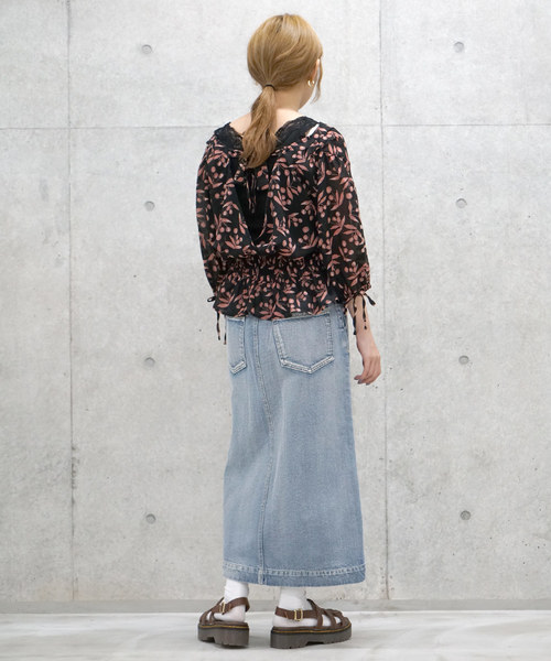 w closet（ダブルクローゼット）の「チェリー柄ウエストシャーリングブラウス（シャツ/ブラウス・レディース・アイボリー/ブラック・FREE）」の9枚目の写真