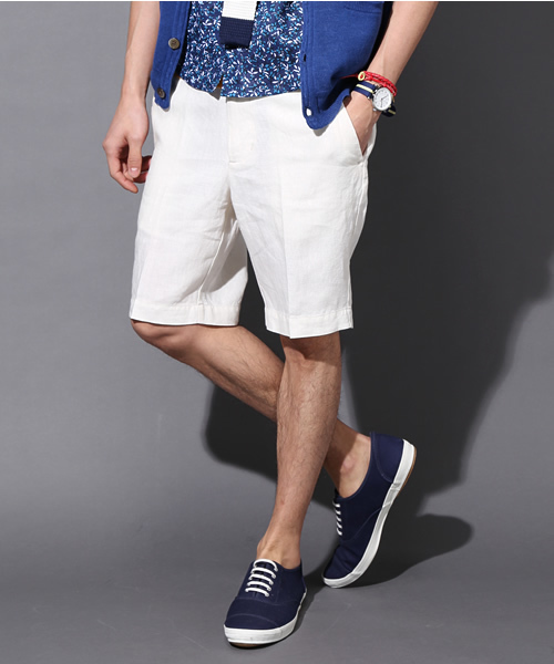 UNION STATION（ユニオンステーション）の「【スマート6月号/2014　成宮寛貴さん着用】 フレンチリネンショーツ（その他パンツ・メンズ・サックスブルー/ネイビー/ピンク/ホワイト/ロイヤルブルー/イエロー・MEDIUM/LARGE/LL）」の7枚目の写真