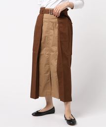 コットンツイル配色ロングタックスカート