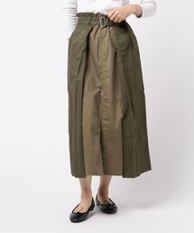 コットンツイル配色ロングタックスカート