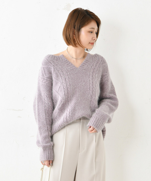 DouDou（ドゥドゥ）の「ケーブルスキッパーニット（ニット/セーター