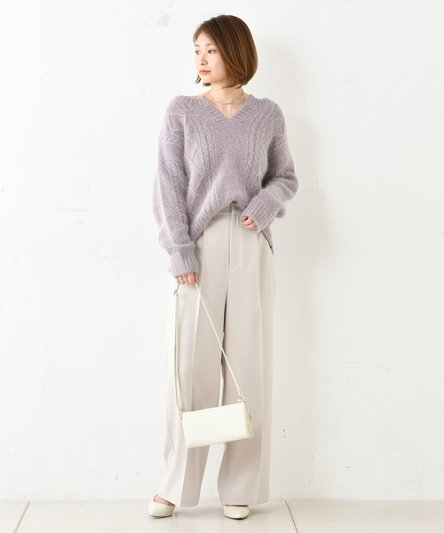 美品！DouDou スキッパー　ケーブルニット DouDou（ドゥドゥ）の「ケーブルスキッパーニット（ニット/セーター