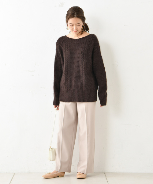 美品！DouDou スキッパー　ケーブルニット DouDou（ドゥドゥ）の「ケーブルスキッパーニット（ニット/セーター