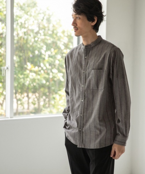 GLOBAL WORK(グローバルワーク)の「ソフトタッチネルバンドガラ/842714(シャツ/ブラウス・メンズ・ブラック/グレー系その他6/ネイビー・SMALL/MEDIUM/X-LARGE/LARGE)」の1枚目の写真