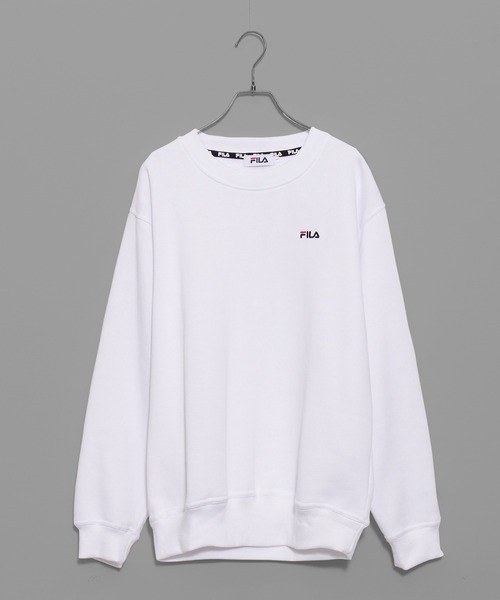 FILA（フィラ）の「【FILA/フィラ】ワンポイント ロゴ刺繍 ビッグシルエット 裏起毛 スウェット トレーナー（スウェット・メンズ・ホワイト/ブラック/ネイビー/杢グレー/モカ/グリーン系その他/セージグリーン/グレイッシュベージュ・LL/M/L/3L）」の2枚目の写真