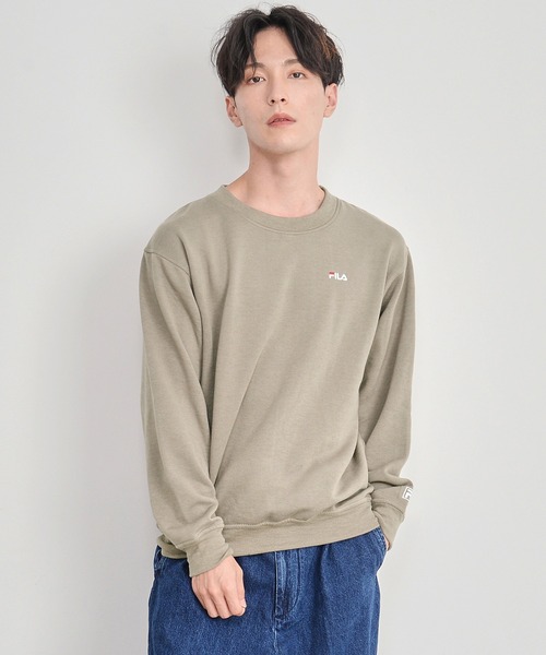 FILA（フィラ）の「【FILA/フィラ】ワンポイント ロゴ刺繍 ビッグシルエット 裏起毛 スウェット トレーナー（スウェット・メンズ・ホワイト/ブラック/ネイビー/杢グレー/モカ/グリーン系その他/セージグリーン/グレイッシュベージュ・LL/M/L/3L）」の12枚目の写真