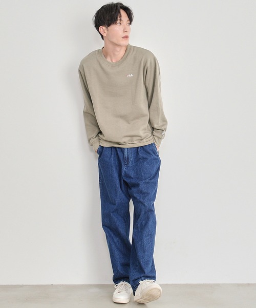 FILA（フィラ）の「【FILA/フィラ】ワンポイント ロゴ刺繍 ビッグシルエット 裏起毛 スウェット トレーナー（スウェット・メンズ・ホワイト/ブラック/ネイビー/杢グレー/モカ/グリーン系その他/セージグリーン/グレイッシュベージュ・LL/M/L/3L）」の10枚目の写真