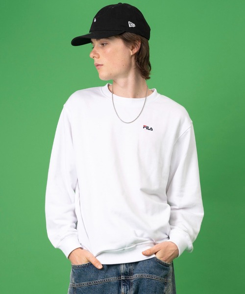 FILA（フィラ）の「【FILA/フィラ】ワンポイント ロゴ刺繍 ビッグシルエット 裏起毛 スウェット トレーナー（スウェット・メンズ・ホワイト/ブラック/ネイビー/杢グレー/モカ/グリーン系その他/セージグリーン/グレイッシュベージュ・LL/M/L/3L）」の18枚目の写真