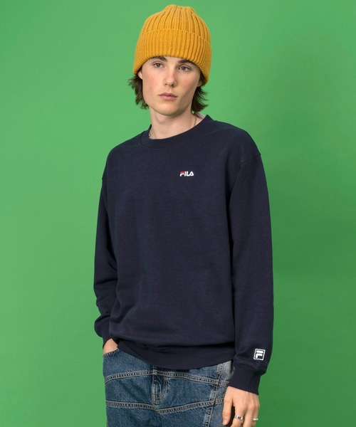 FILA（フィラ）の「【FILA/フィラ】ワンポイント ロゴ刺繍 ビッグシルエット 裏起毛 スウェット トレーナー（スウェット・メンズ・ホワイト/ブラック/ネイビー/杢グレー/モカ/グリーン系その他/セージグリーン/グレイッシュベージュ・LL/M/L/3L）」の16枚目の写真