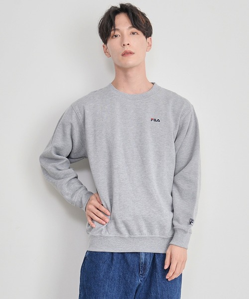 FILA（フィラ）の「【FILA/フィラ】ワンポイント ロゴ刺繍 ビッグシルエット 裏起毛 スウェット トレーナー（スウェット・メンズ・ホワイト/ブラック/ネイビー/杢グレー/モカ/グリーン系その他/セージグリーン/グレイッシュベージュ・LL/M/L/3L）」の21枚目の写真