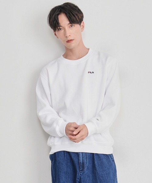 FILA（フィラ）の「【FILA/フィラ】ワンポイント ロゴ刺繍 ビッグシルエット 裏起毛 スウェット トレーナー（スウェット・メンズ・ホワイト/ブラック/ネイビー/杢グレー/モカ/グリーン系その他/セージグリーン/グレイッシュベージュ・LL/M/L/3L）」の19枚目の写真