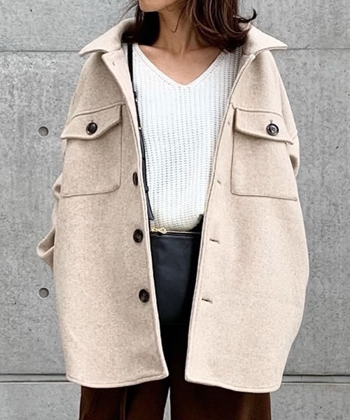 Re:EDIT(リエディ)の「ジャージーメルトンオーバーサイズCPOジャケット(テーラードジャケット)」|ベージュ