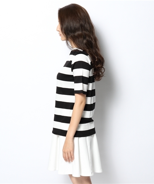 bulle de savon(ビュルデサボン)の「太ボーダー ハイネックP.O(Tシャツ/カットソー・レディース・ブラック/ブルー/グリーン・FREE)」の5枚目の写真