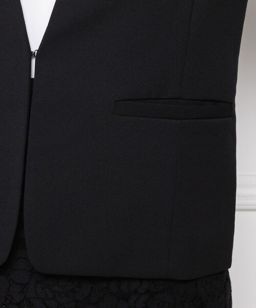 SHOO・LA・RUE(シューラルー)の「◆【洗える/ストレッチ】ダブルクロス Vネック ジャケット(ノーカラージャケット・レディース・ダークネイビー/ブラック/ナチュラル/ブラック系/ベージュ系その他4/ベージュ系その他5/グレー系6/ブラック系1・03/04/05/01/02/06/07)」の11枚目の写真